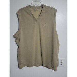 Nike Golf Dri-FIT Pullover Sweater Vest Beige Solid V-Neck Men’s Size XL